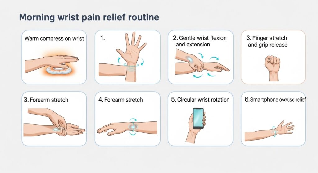 아침 손목통증 줄이는 방법 인포그래픽