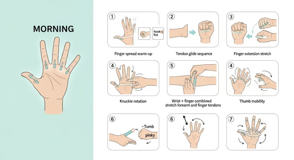 아침 손가락 뻣뻣함 완화 방법