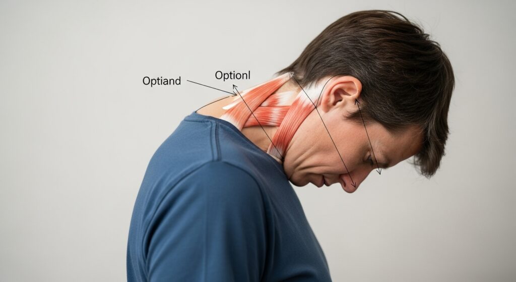 거북목 초기증상은 목 앞쪽 당김, 어깨 결림, 두통, 등 상부 뻐근함