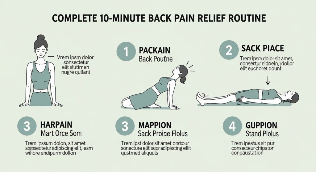 기상 직후 허리 통증 완화 10분 루틴 인포그래픽
