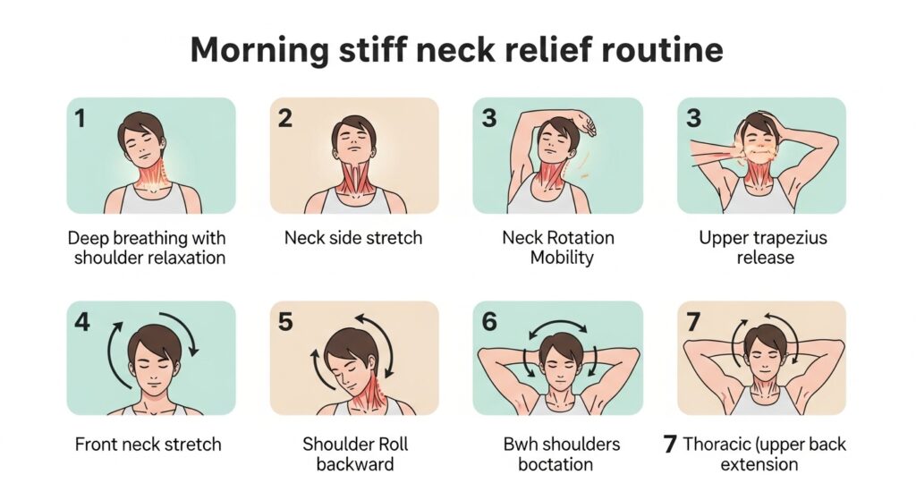 아침 목 뻣뻣함 완화 방법 인포그래픽