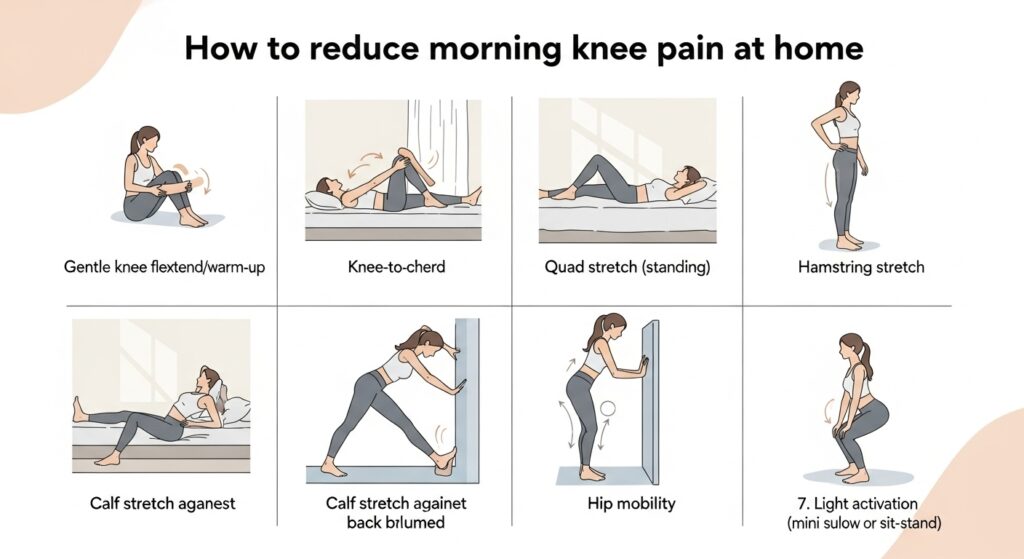 아침 무릎통증 줄이는 방법 인포그래픽