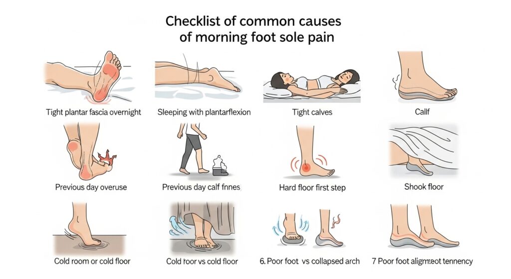 아침 발바닥 통증 원인 체크리스트