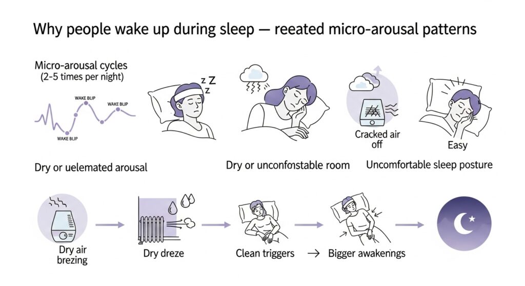 자다가 깨는 이유와 다시 잠드는 10분 루틴 인포그래픽