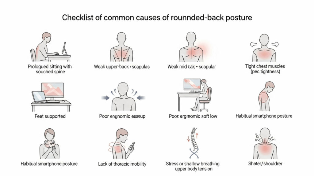 허리 굽은 자세 원인 체크리스트