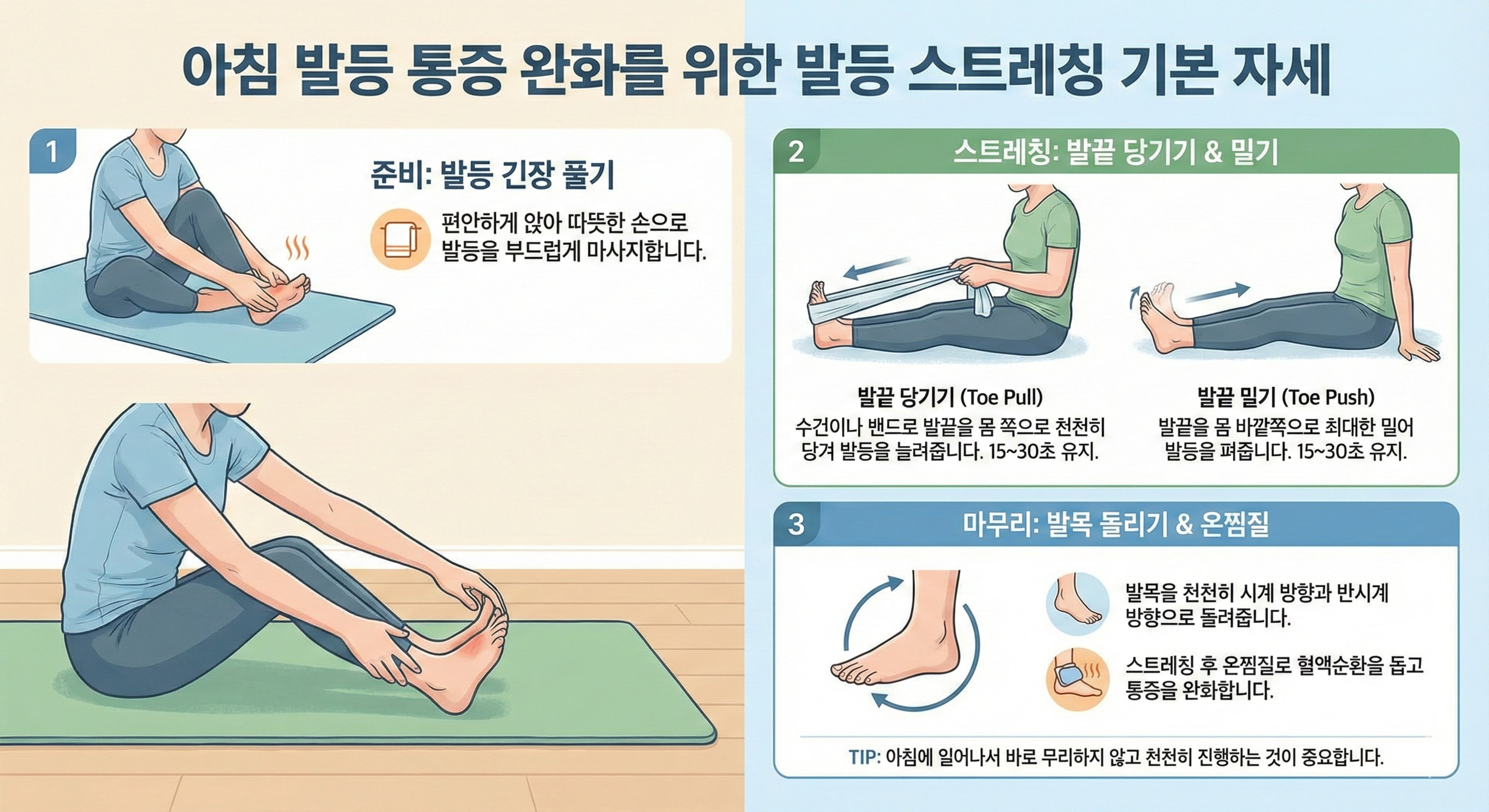 아침-발등-통증-완화를-위한-발등-스트레칭-기본-자세