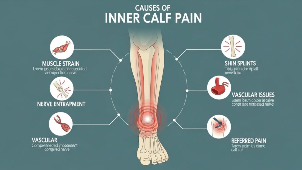아침 종아리 안쪽 통증 요약 인포그래픽