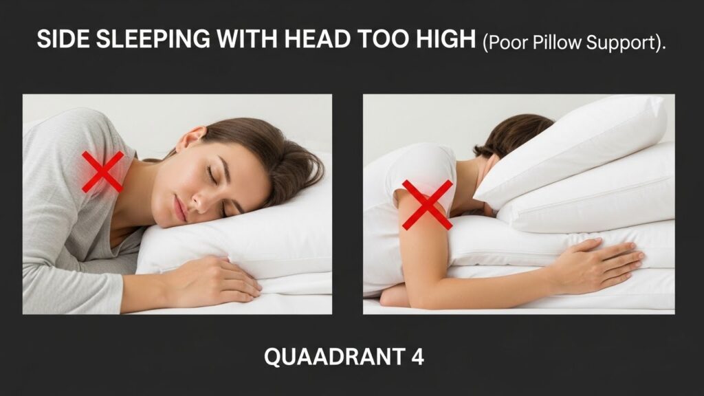 어깨 옆쪽 통증을 유발할 수 있는 잘못된 수면 자세 실사 이미지