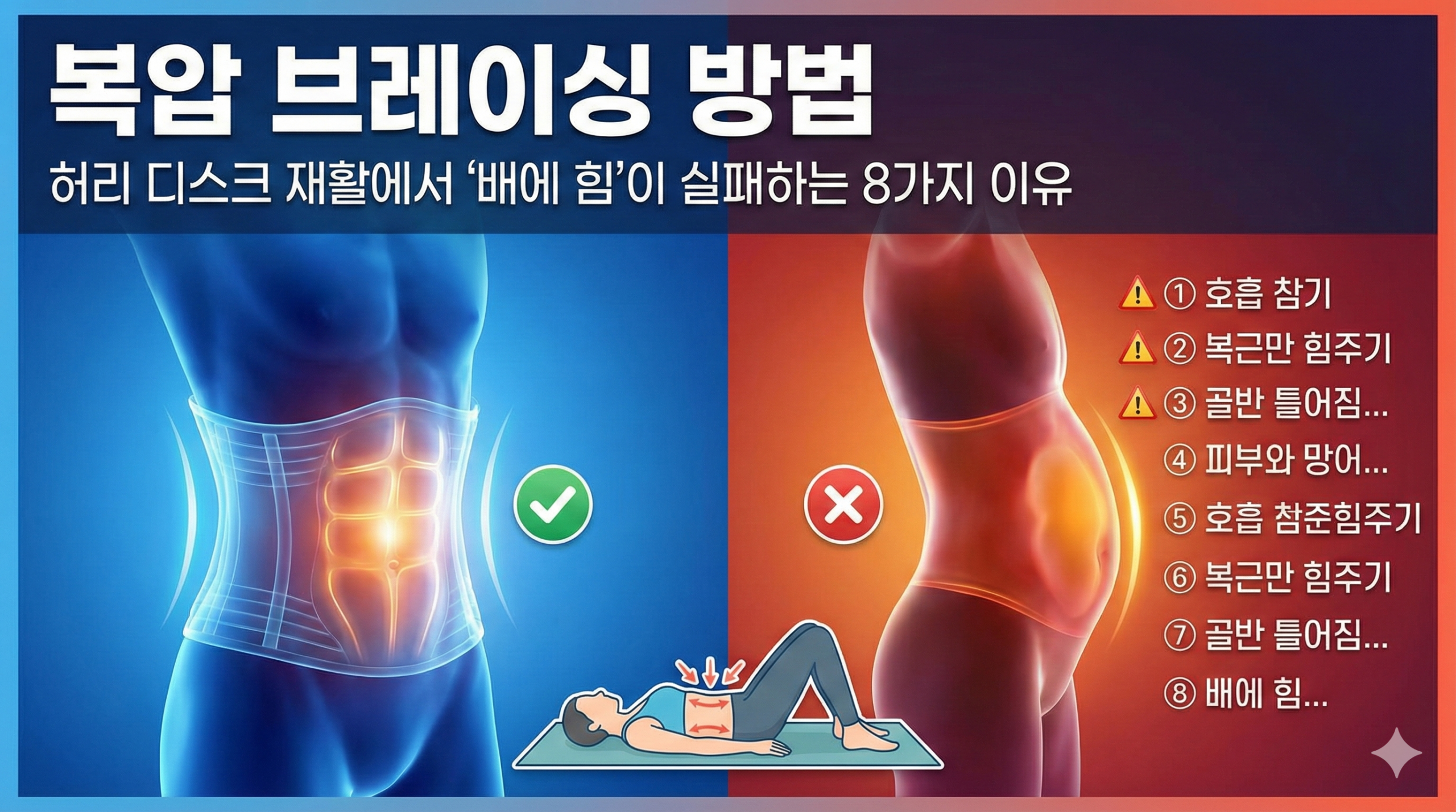 복압 브레이싱 방법 허리 디스크 재활에서 ‘배에 힘’이 실패하는 8가지 이유
