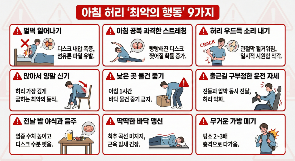 아침 허리를 박살 내는 흔한 실수 9가지